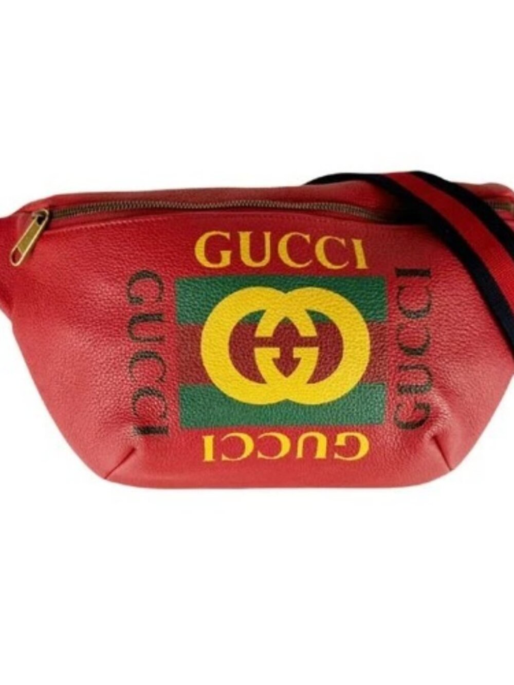 Auth GUCCI Waist Bag Body Bag Red Leather - z11064
